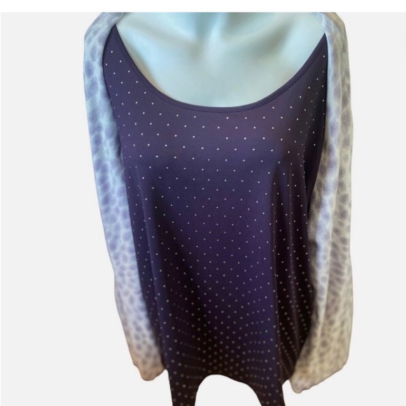 Purple leopard 2pc sweater and top attached size large - Picture 3 of 4